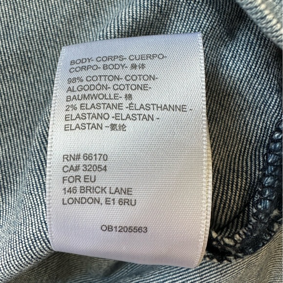 Urban Outfitters Medium Wash Denim Mini Dress with Pink and White Frayed Detail - Picture 9 of 9